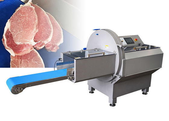 Máquina de cortar carne horizontal eletrônica JY-25K industrial com saída de correia transportadora