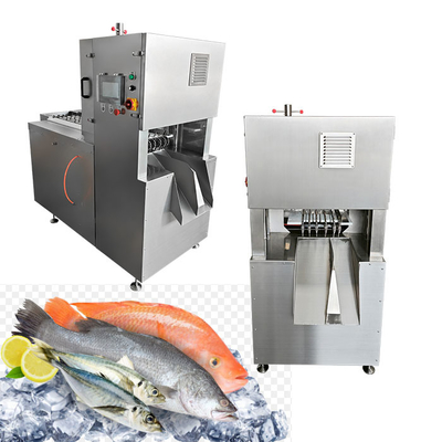 Máquina de serra de banda vertical automática de 6 lâminas que corta peixe congelado com controle de tela sensível ao toque